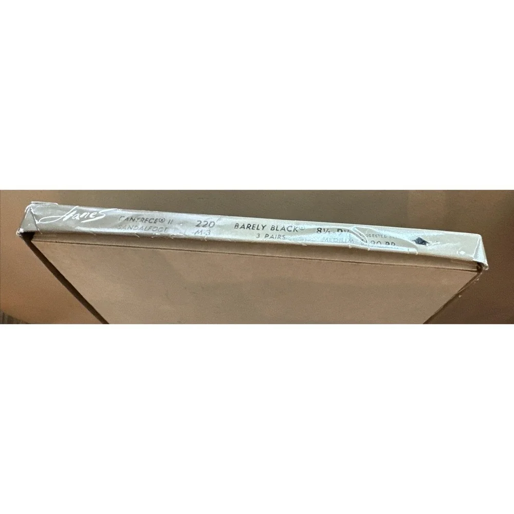 Vintage Hanes Cantrece II 220 M-3 Barely Black‎ 8 1/2-9 1/2 Med  1 Pair In Box
